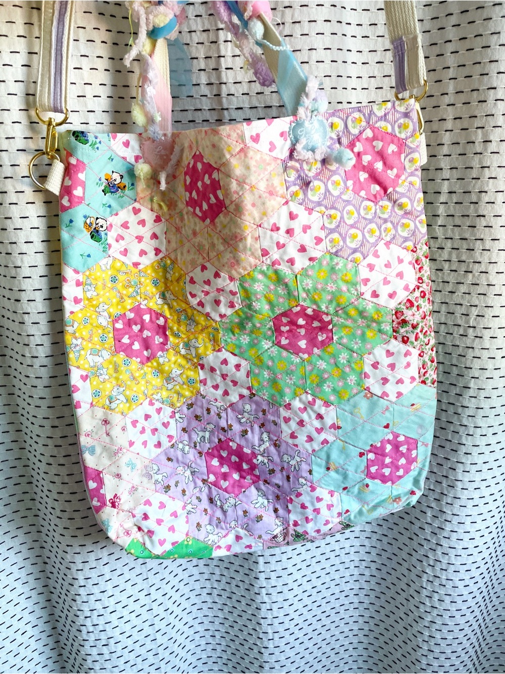 Kawaii dekora Pastel Floral Pattern Tote Bag handmade patchwork bag